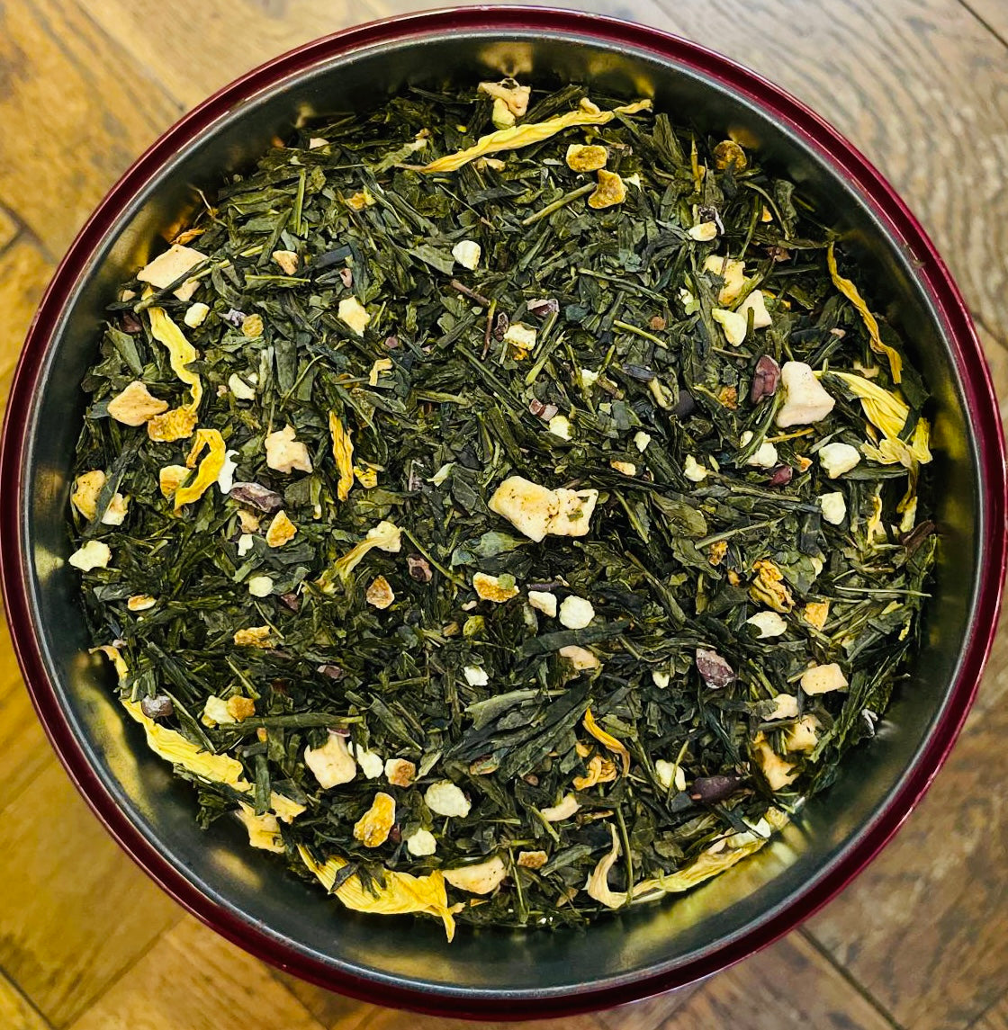 Douceur Praline– Un Mélange Exquis de Sencha, Cacao et Agrumes