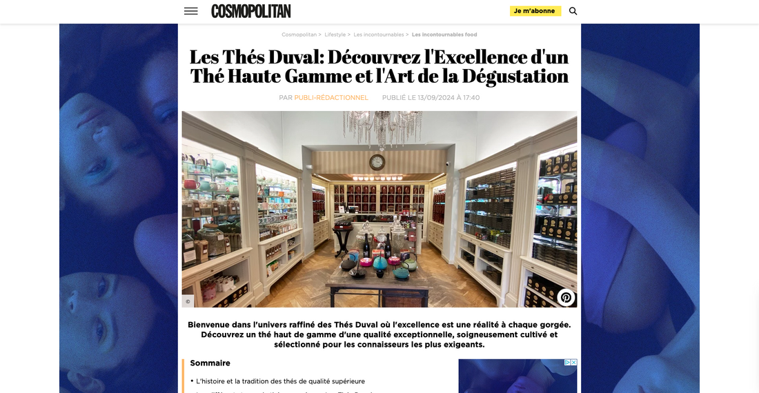 Les Thés Duval mis en lumière dans Cosmopolitan !