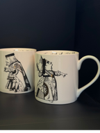 Set of 2 Porcelain Mugs - Alice in Wonderland (King & Queen)