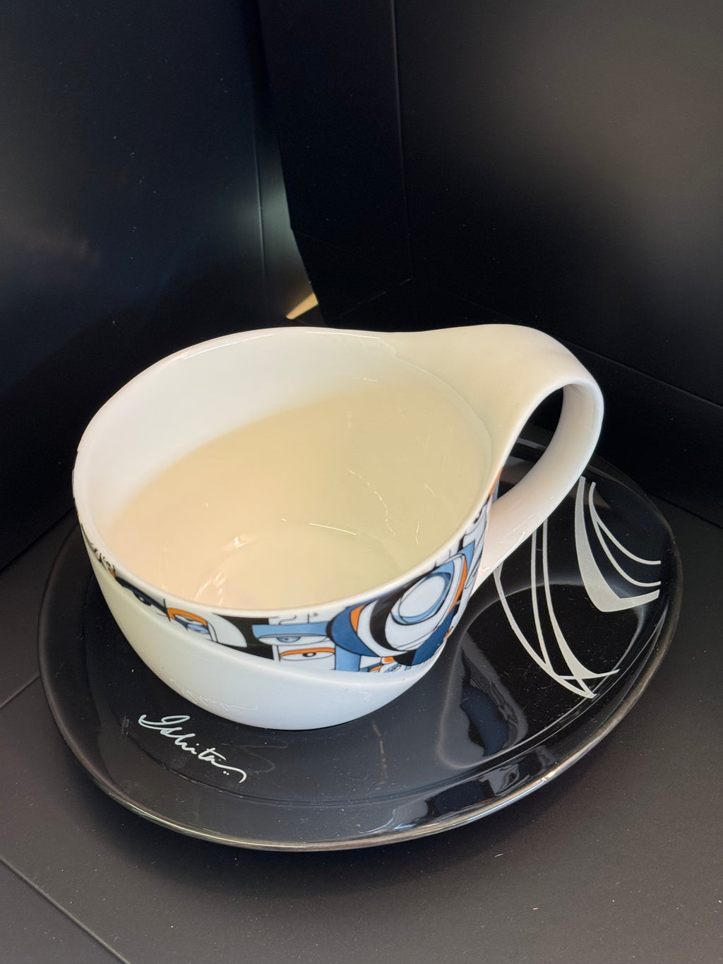 Designer Cup & Saucer — Graphic & Modern Elegance