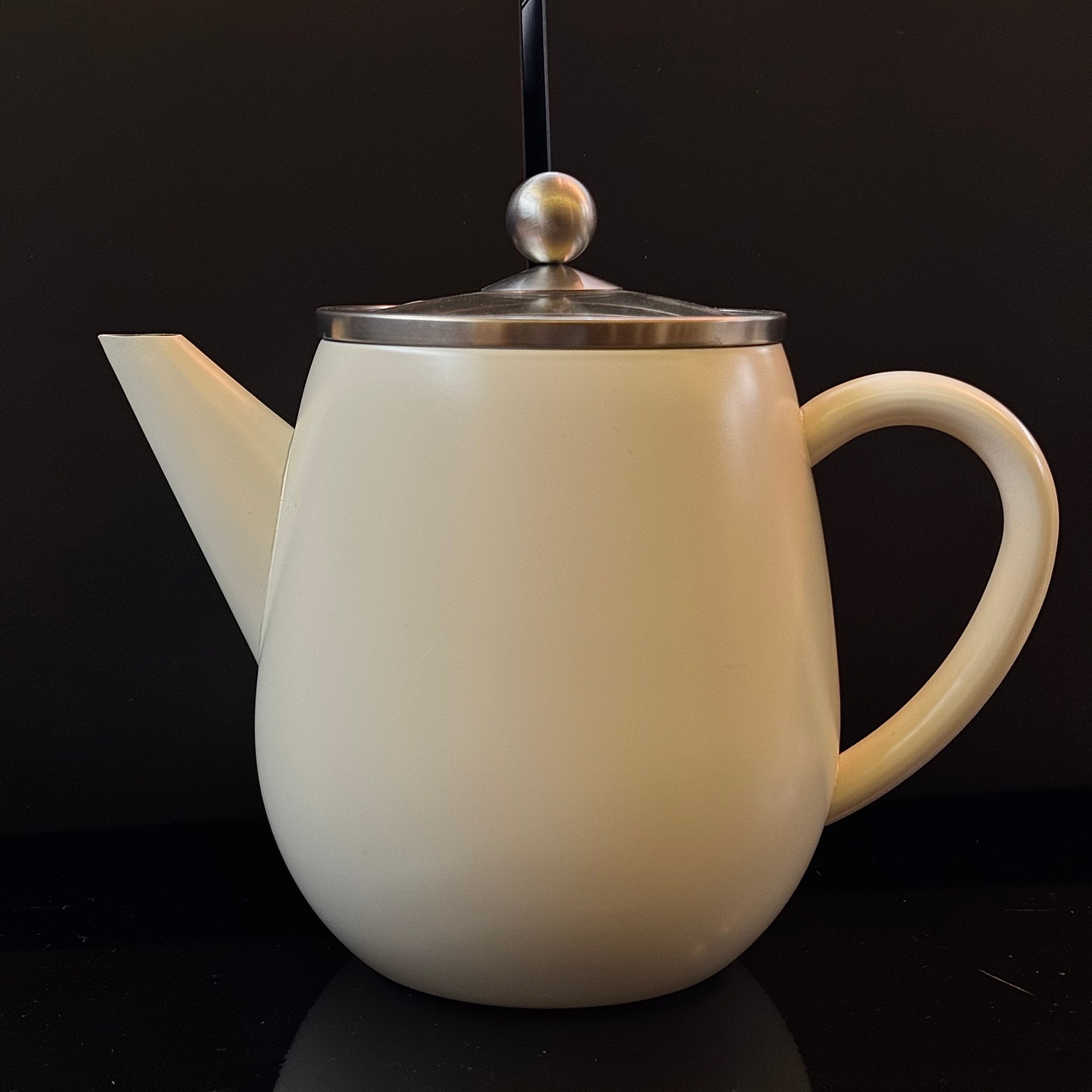 Théière double revêtement blanche – Couvercle en verre, infuseur inclus – 1,1 L