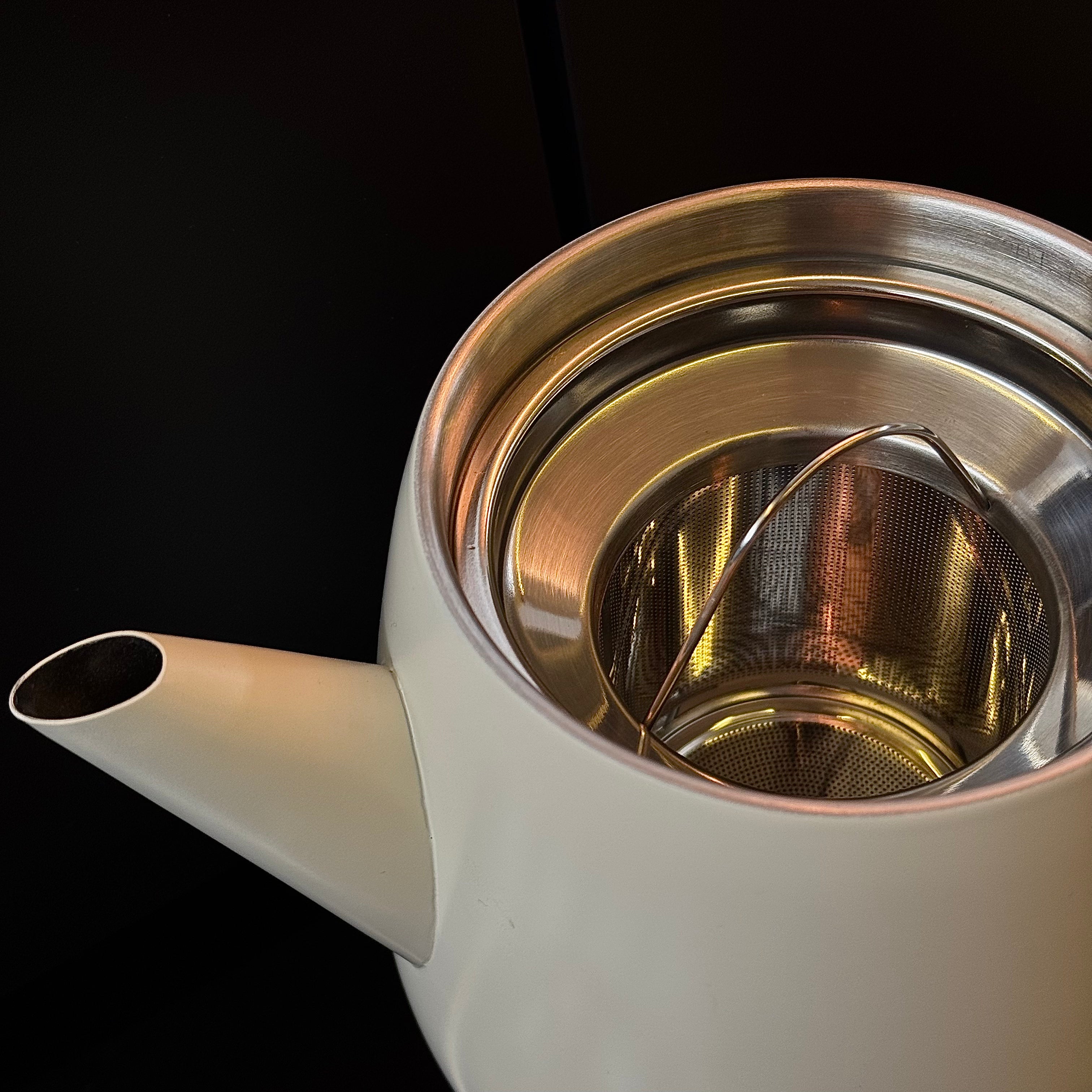 Théière double revêtement blanche – Couvercle en verre, infuseur inclus – 1,1 L