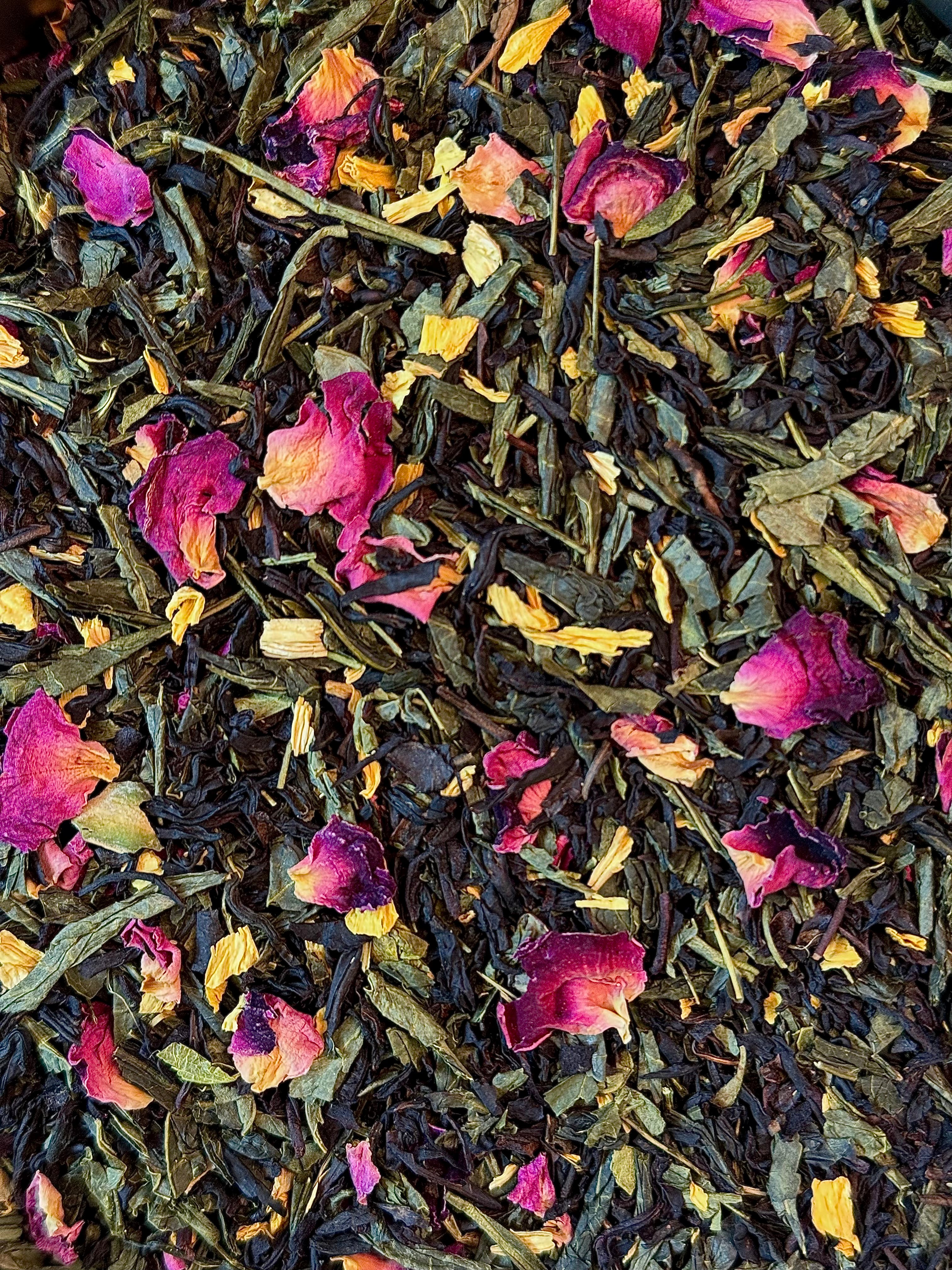 Les 7 Merveilles – Mélange thé noir et thé vert parfumé pêche, rose & tournesol